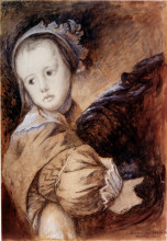 Репродукция картины "copy of a girl in van dyck&#39;s portrait of the wife of colyn de nole and her daughter" художника "рёскин джон"