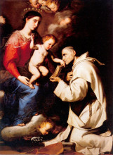 Картина "madonna with the christ child and saint bruno" художника "рибера хосе де"