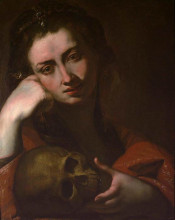 Репродукция картины "the penitent magdalen (vanitas)" художника "рибера хосе де"