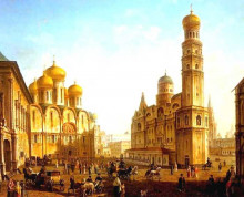 Репродукция картины "the cathedral square in the moscow kremlin" художника "алексеев фёдор"