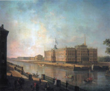Копия картины "view onto st. michael&#39;s castle in st. petersburg from the fontanka side" художника "алексеев фёдор"