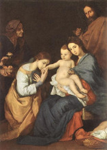Копия картины "the holy family with st. catherine" художника "рибера хосе де"