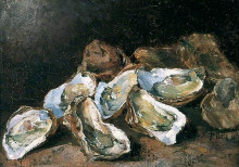 Репродукция картины "still life with oysters" художника "рибо теодюль"