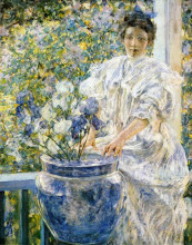 Картина "woman on a porch with flowers" художника "рид роберт льюис"