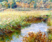 Репродукция картины "meadow with brook, medfield, massachusetts" художника "рид роберт льюис"