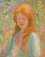 Картина "portrait of a young women in garden" художника "рид роберт льюис"