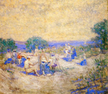 Картина "people sketching by the shore" художника "рид роберт льюис"