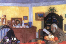 Копия картины "uncle piacsek in front of the black sideboard" художника "рипль-ронаи йожеф"