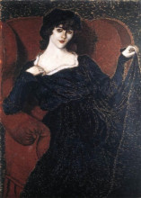 Копия картины "zorka b&#225;nyai in a black dress" художника "рипль-ронаи йожеф"