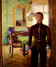 Копия картины "portrait of a lieutenant (alois gerstl)" художника "рихард герстль"
