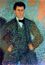 Картина "self-portrait with blue spotted background" художника "рихард герстль"