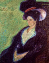 Копия картины "woman with feathered hat" художника "рихард герстль"