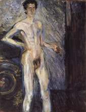 Копия картины "self portrait (nude in a full figure)" художника "рихард герстль"