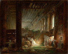 Репродукция картины "a hermit praying in the ruins of a roman temple" художника "робер юбер"