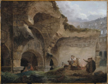 Картина "washerwomen in the ruins of the colosseum" художника "робер юбер"