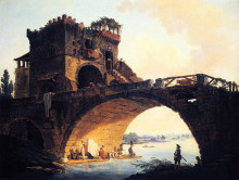 Картина "the old bridge" художника "робер юбер"