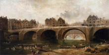 Картина "demolition of the houses on the pont notre-dame in 1786" художника "робер юбер"