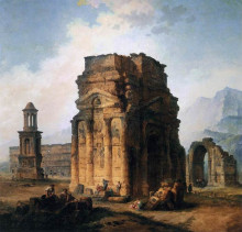Копия картины "the arc de triomphe and the theatre of orange" художника "робер юбер"