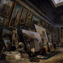 Копия картины "imaginary view of the grande galerie in the louvre (detail)" художника "робер юбер"