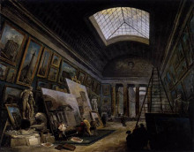 Картина "imaginary view of the grande galerie in the louvre" художника "робер юбер"