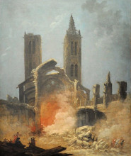 Картина "d&#233;molition de l&#39;&#233;glise saint-jean-en-gr&#232;ve - mus&#233;e carnavalet" художника "робер юбер"