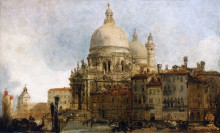 Картина "view of the church of santa maria della salute, on the grand canal, venice, with the dogana beyond" художника "робертс дэвид"