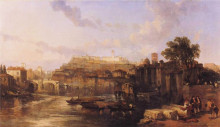 Копия картины "rome, view on the tiber looking towards mounts palatine and aventine" художника "робертс дэвид"