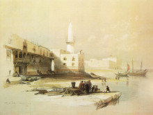 Репродукция картины "scene on the quay of suez" художника "робертс дэвид"