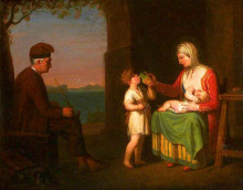 Картина "the family of the island of procida with vesuvius in the background" художника "аллен дэвид"