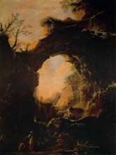 Картина "grotto with cascades" художника "роза сальватор"
