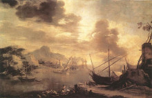 Репродукция картины "view of the gulf of salerno" художника "роза сальватор"