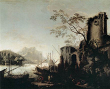 Репродукция картины "marine landscape with towers" художника "роза сальватор"