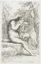 Репродукция картины "seated female nude, in solitude" художника "роза сальватор"