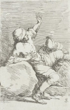 Репродукция картины "turbaned man bending back with raised arms" художника "роза сальватор"
