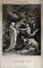 Картина "saul consults samuel after the witch of endor has conjured" художника "роза сальватор"