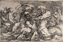 Картина "sea monsters fighting" художника "роза сальватор"