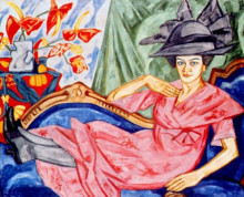 Картина "lady in pink (artist&#39;s sister anna rozanova)" художника "розанова ольга"
