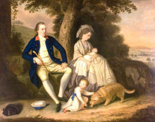Репродукция картины "charles watson, esq., and his wife, lady mary, with their two children, james and anne in a landscape" художника "аллен дэвид"