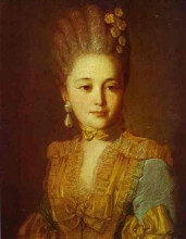 Картина "portrait of an unknown woman in a blue dress with yellow trimmings" художника "рокотов фёдор"