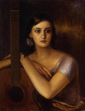 Копия картины "woman with a guitar" художника "ромеро де торрес хулио"