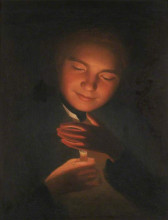 Репродукция картины "the artist&#39;s brother james, holding a candle" художника "ромни джордж"