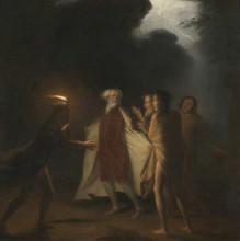 Копия картины "king lear in the tempest tearing off his robes" художника "ромни джордж"