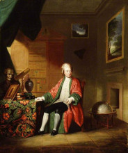 Копия картины "supposed portrait of william strickland (1731–1819), in his library" художника "ромни джордж"