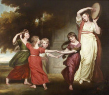 Репродукция картины "the gower family. the children of granville, 2nd earl gower" художника "ромни джордж"