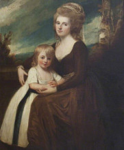 Репродукция картины "frances bankes (1756–1847), lady brownlow, with her son, the honourable john cust (1779–1853), later 1st earl brownlow, gch, frs, mp" художника "ромни джордж"