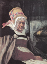 Репродукция картины "head of old woman from antwerp" художника "ропс фелисьен"