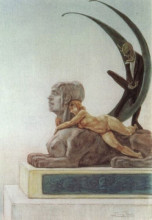 Репродукция картины "the sphinx" художника "ропс фелисьен"