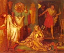 Репродукция картины "the return of tibullus to delia" художника "россетти данте габриэль"