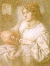 Копия картины "woman with a fan" художника "россетти данте габриэль"