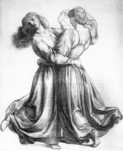 Картина "the bower meadow study (study of dancing girls)" художника "россетти данте габриэль"